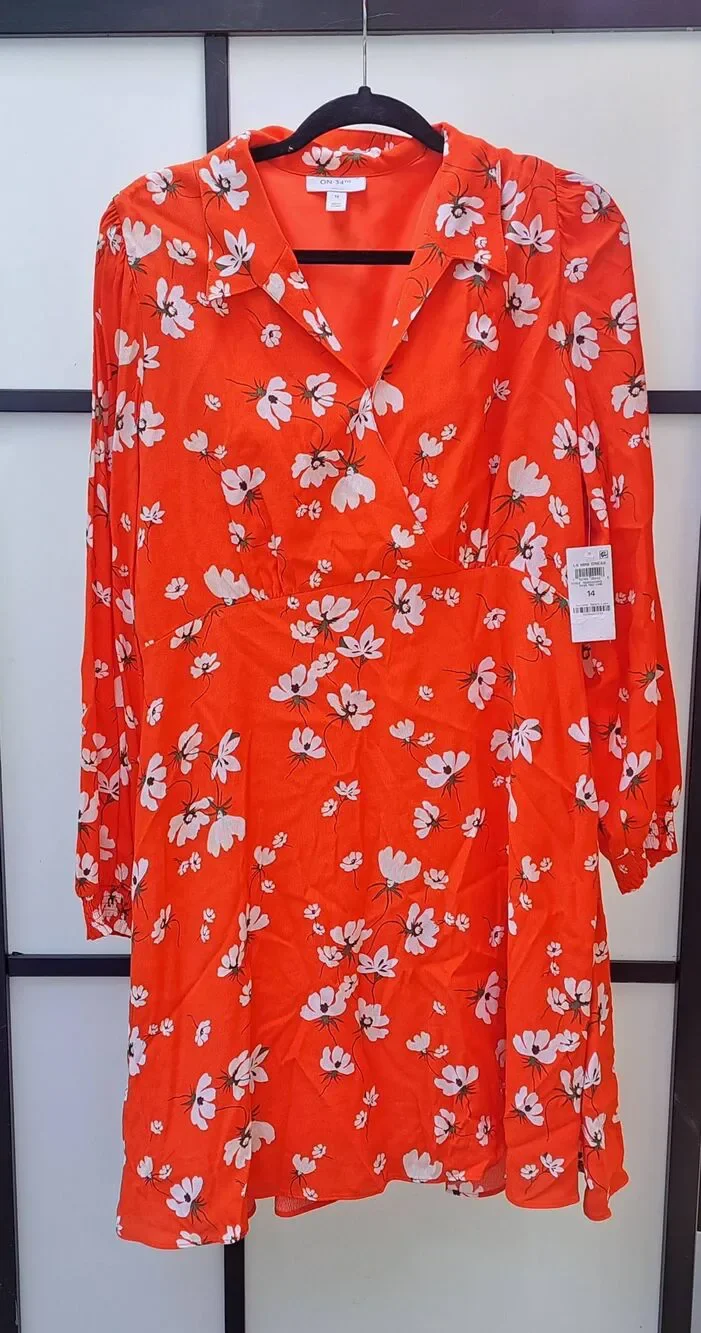 ON-34th Women's Print Collared Mini Dress size 14 NWT